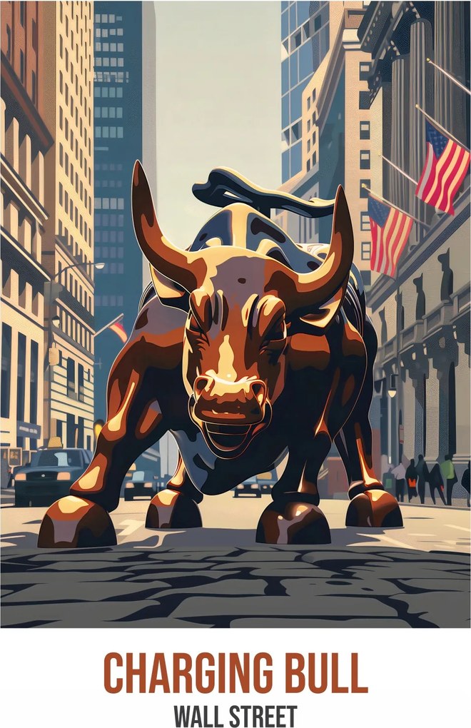 Poszter 29,7x42cm Charging Bull