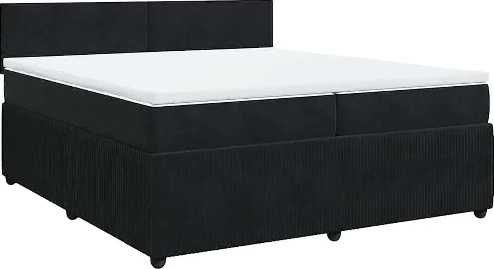 vidaXL fekete bársony rugós ágy matraccal 200x200 cm