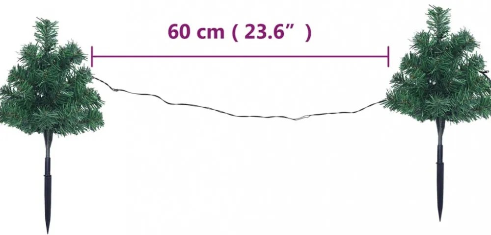 6 db PVC karácsonyi ösvényt jelző díszfa színes LED-ekkel 45 cm