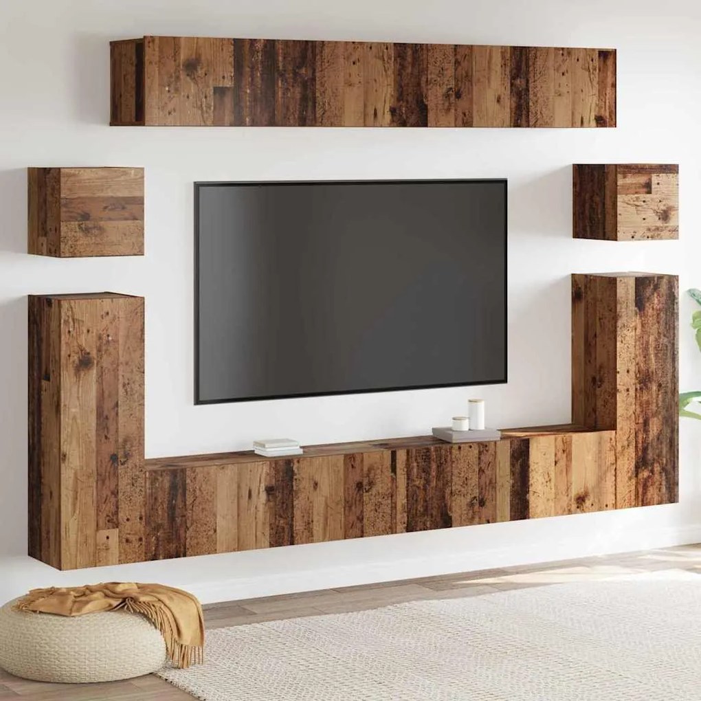TV szekrény garnitúra 8 pcs Régi fa Közepes 30,5 x 30 x 30 cm
