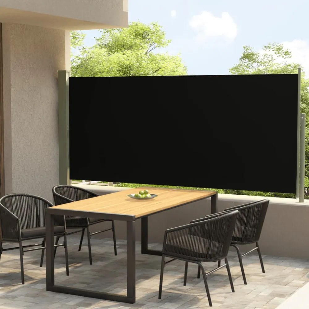 fekete kihúzható oldalsó terasznapellenző 140 x 300 cm