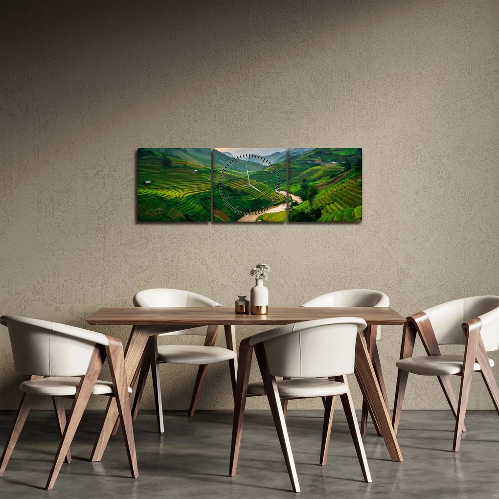 Kép - Rizsteraszok II. (órával) (90x30 cm)