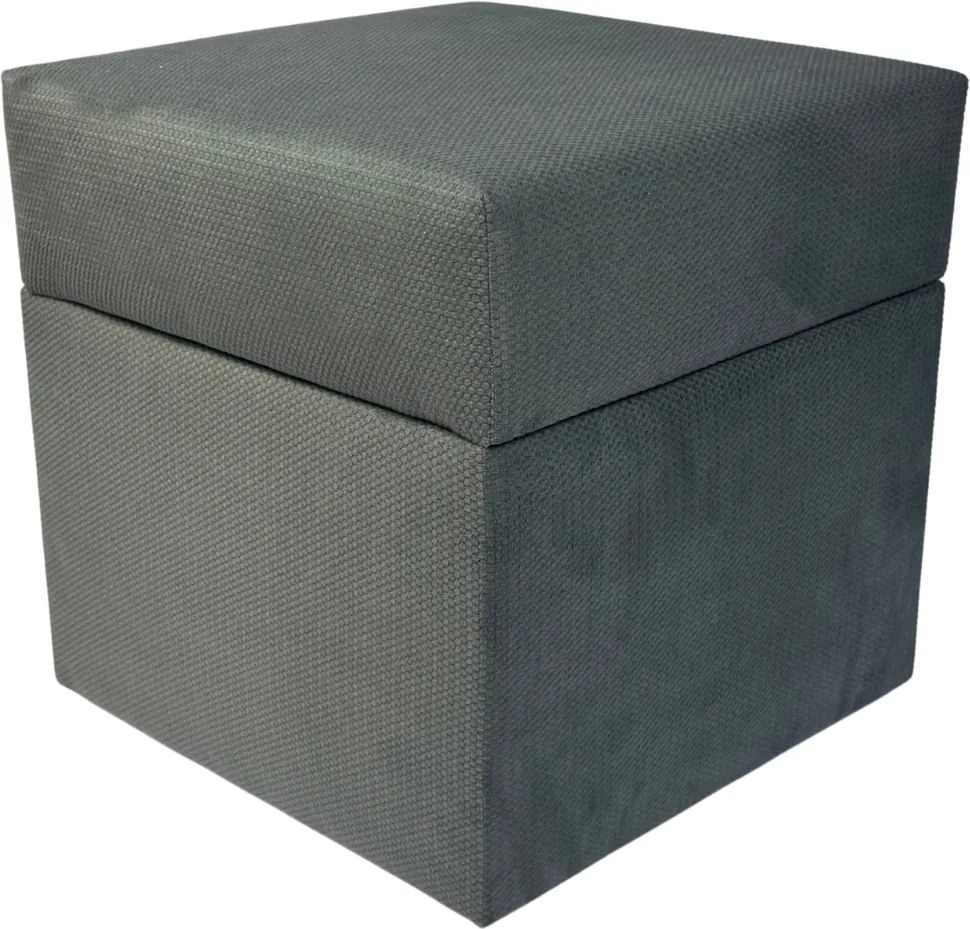 Négyzet alakú nyitható puff finom plüss, kivágásokkal Sötétszürke