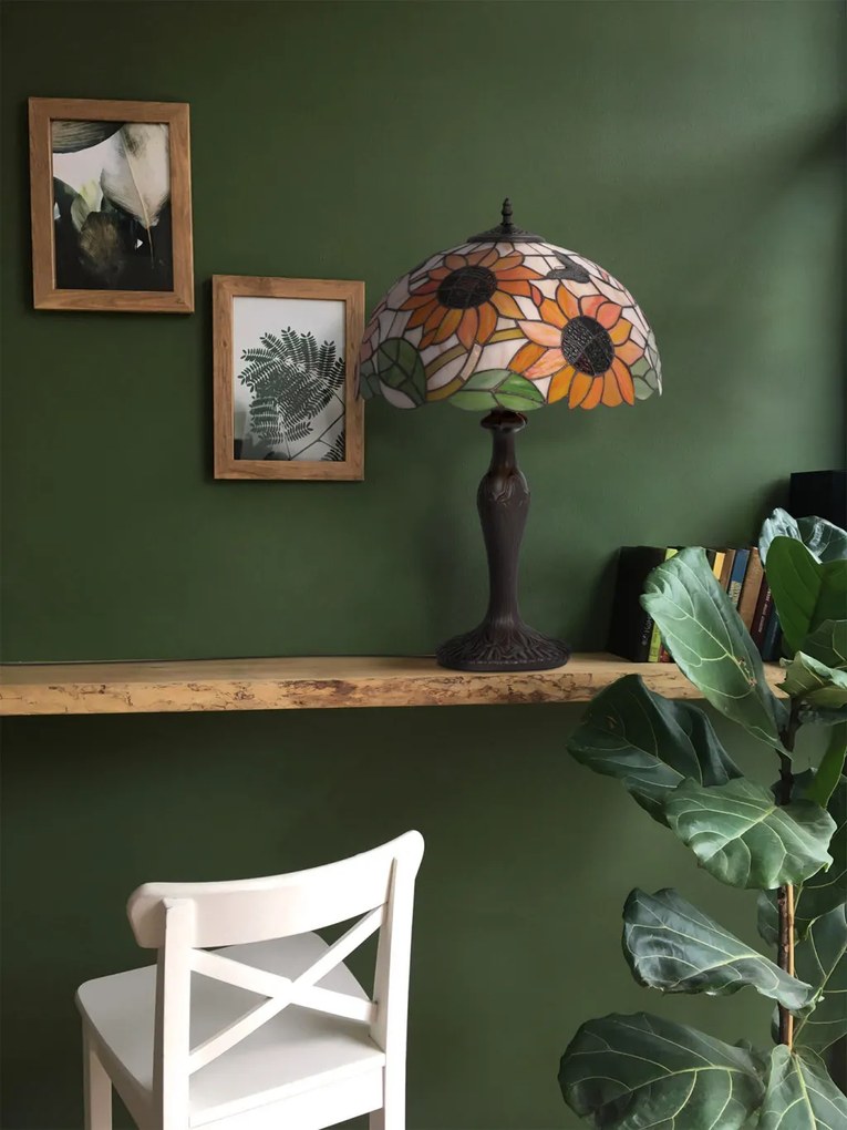 KAJA K-G16814 SUNFLOWER Tiffany asztali lámpa többszínű 1xE27 15W IP20