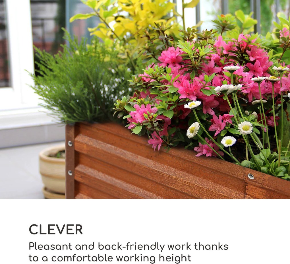 Blumfeldt Rust Grow, magaságyás, kerti magaságyás, horganyzott acéllemez, rozsdás kivitel