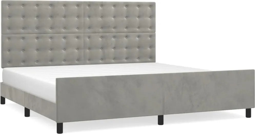 vidaXL világosszürke bársony ágykeret matrac nélkül 200 x 200 cm