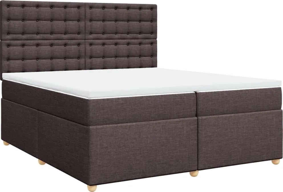 vidaXL sötétbarna szövet rugós ágy matraccal 200 x 200 cm
