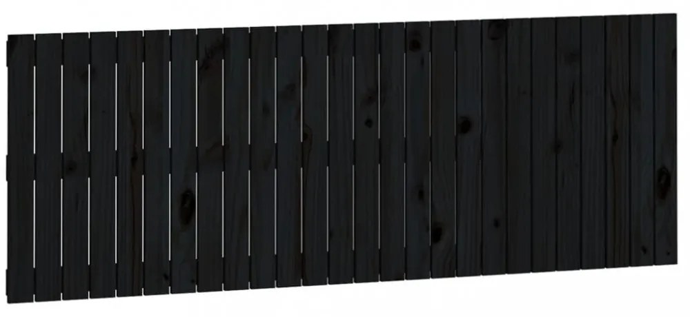 fekete tömör fenyőfa fali fejtámla 166 x 3 x 60 cm