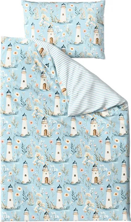 Pamut ágynemű LIGHTHOUSE POLY kék Ágyneműhuzat mérete: 2 db 70 x 90 cm | 200 x 220 cm