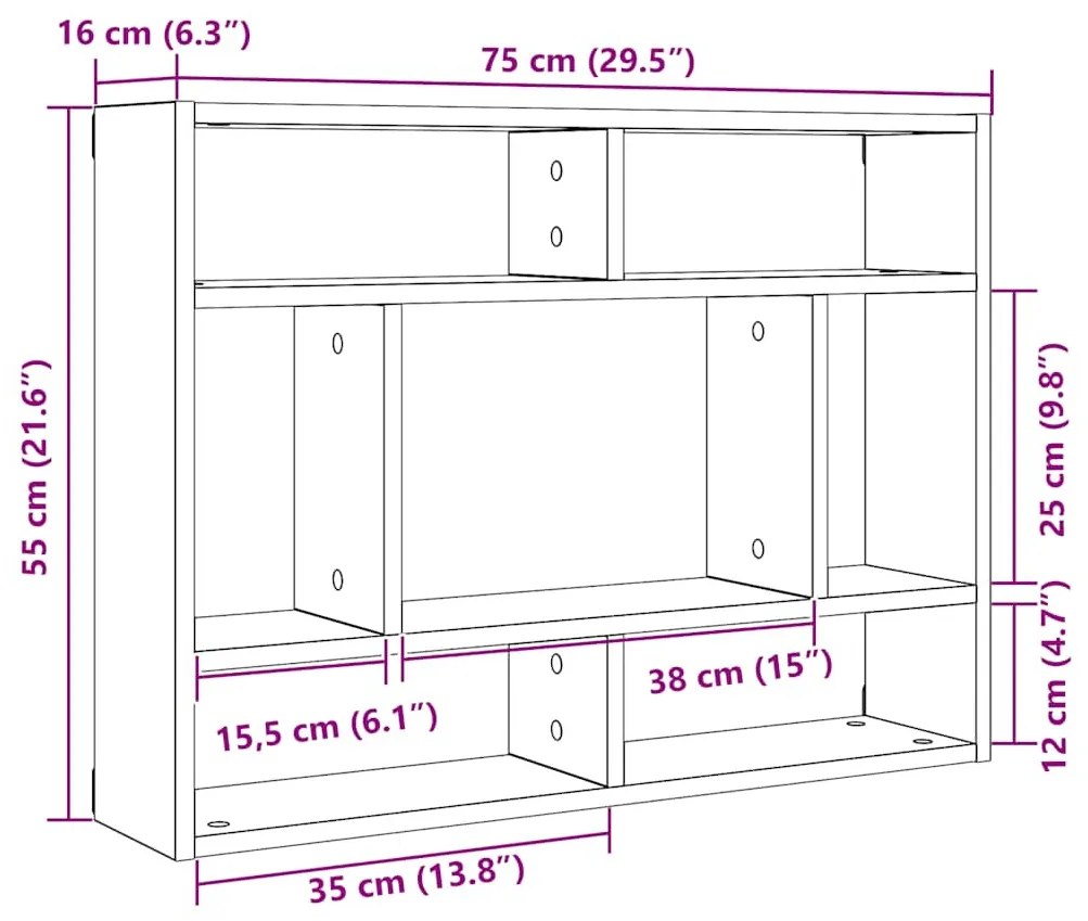 antik fa szerelt fa fali polc 75x16x55 cm