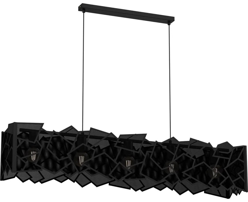 Csillár zsinóron CAMO 5xE27/15W/230V fekete