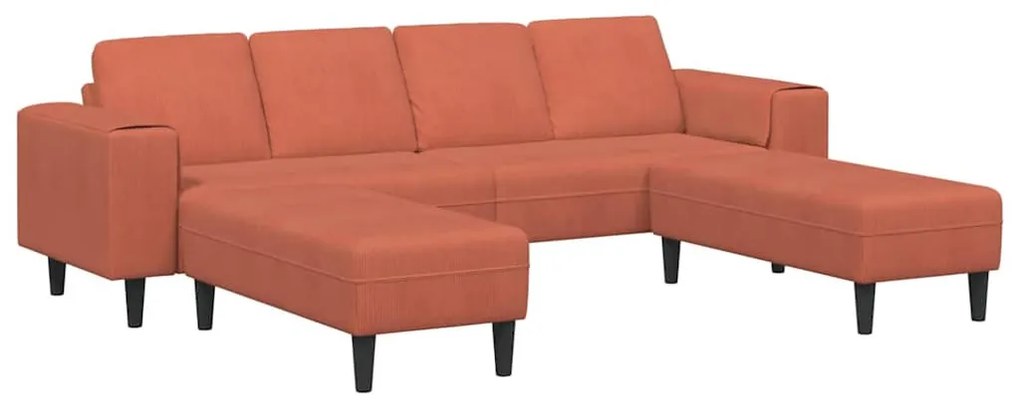 Szövet kanapé párnával Piros Narancs 208 cm Bársony anyag
