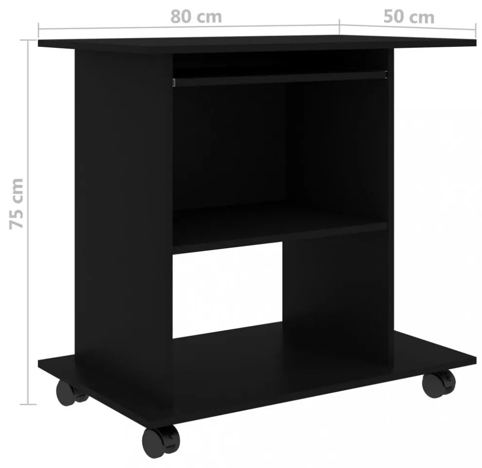fekete szerelt fa számítógépasztal 80 x 50 x 75 cm