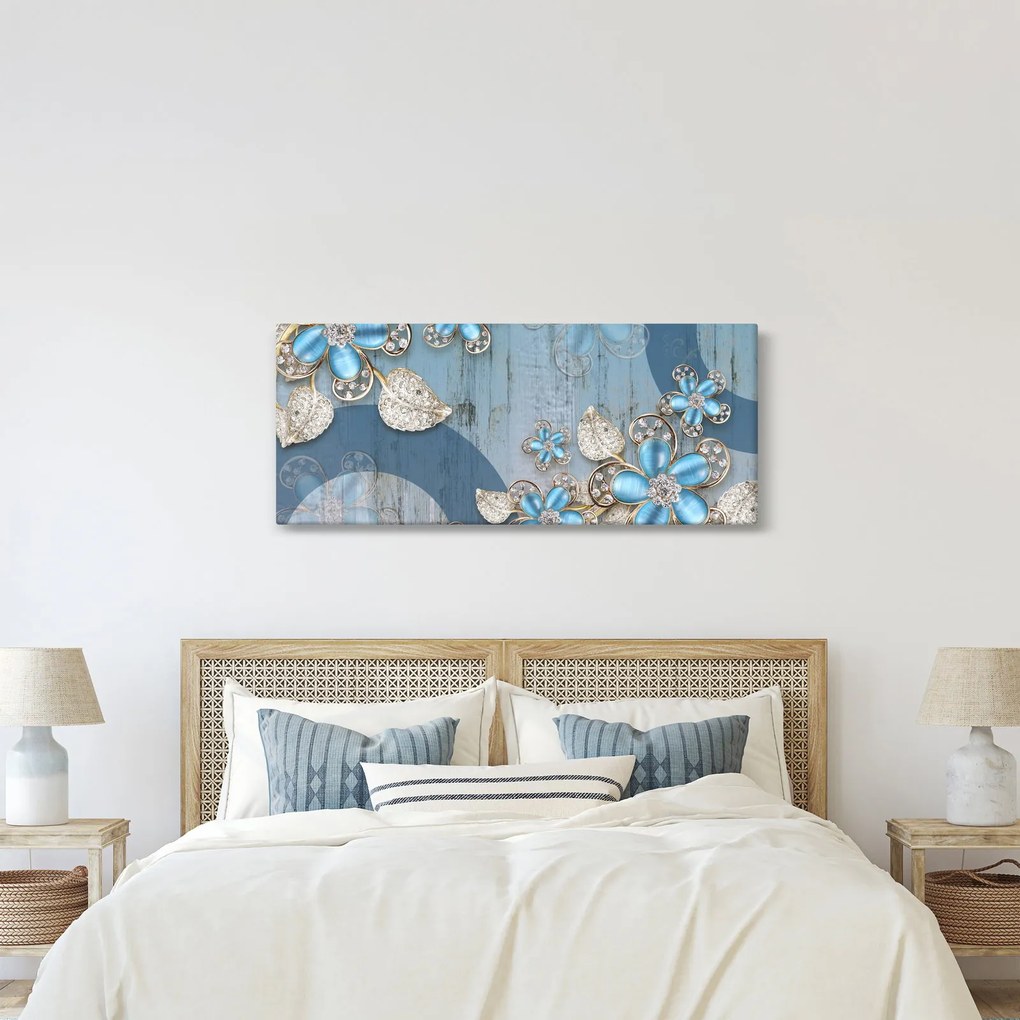 Kép - kék virágok (120x50 cm)