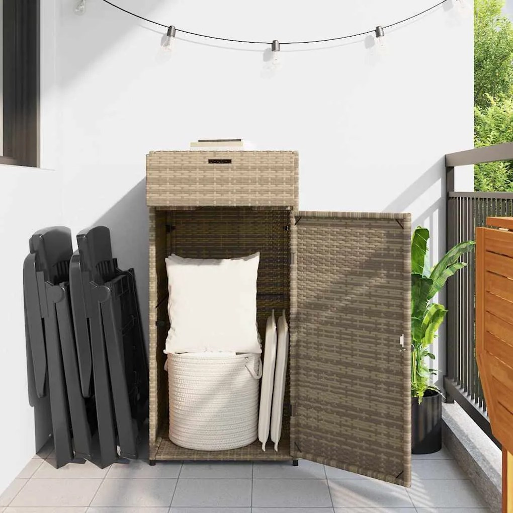 vidaXL bézs polyrattan kerti tárolószekrény 55 x 55 x 111 cm