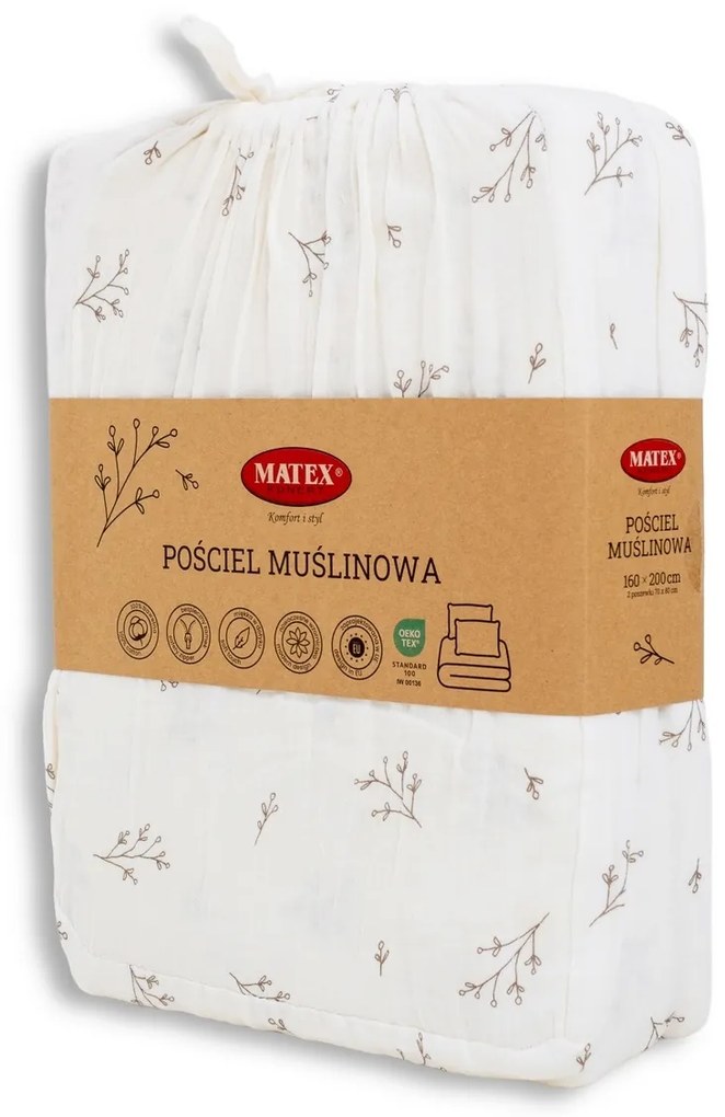 Matex Ágacska muszlin ágyneműhuzat, 140 x 200 cm, 70 x 90 cm