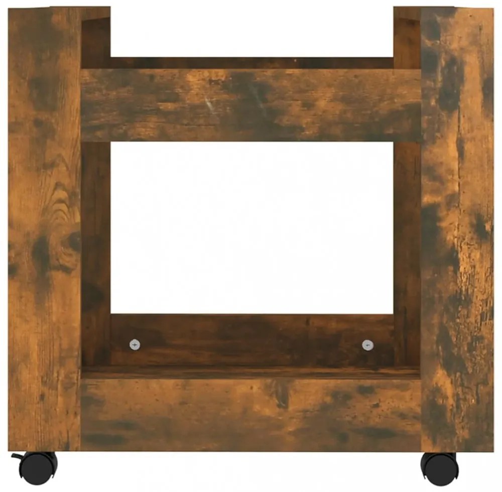füstös tölgy színű szerelt fa asztal-kocsi 60 x 45 x 60 cm
