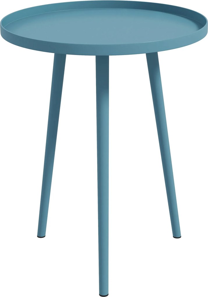 Outsunny Kerek Kerti Fakkasztó Asztal, Kültéri Végasztal Lekerekített Acél Peremmel, dim. Ø40 x 50H cm kék | Aosom