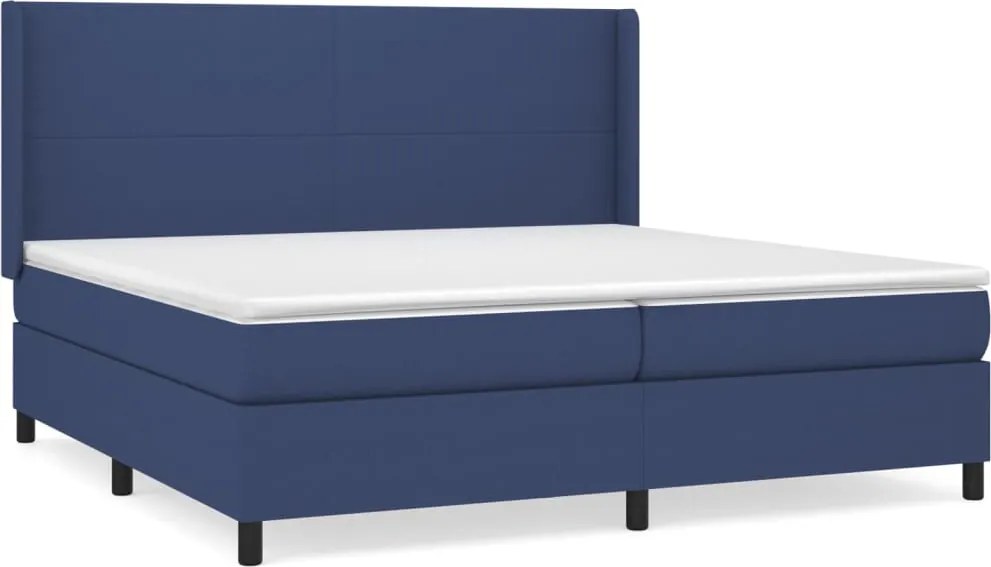 vidaXL kék szövet rugós ágy matraccal 200 x 200 cm