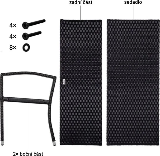 STILISTA Kerti polyrattan pad 122 x 52 cm fekete