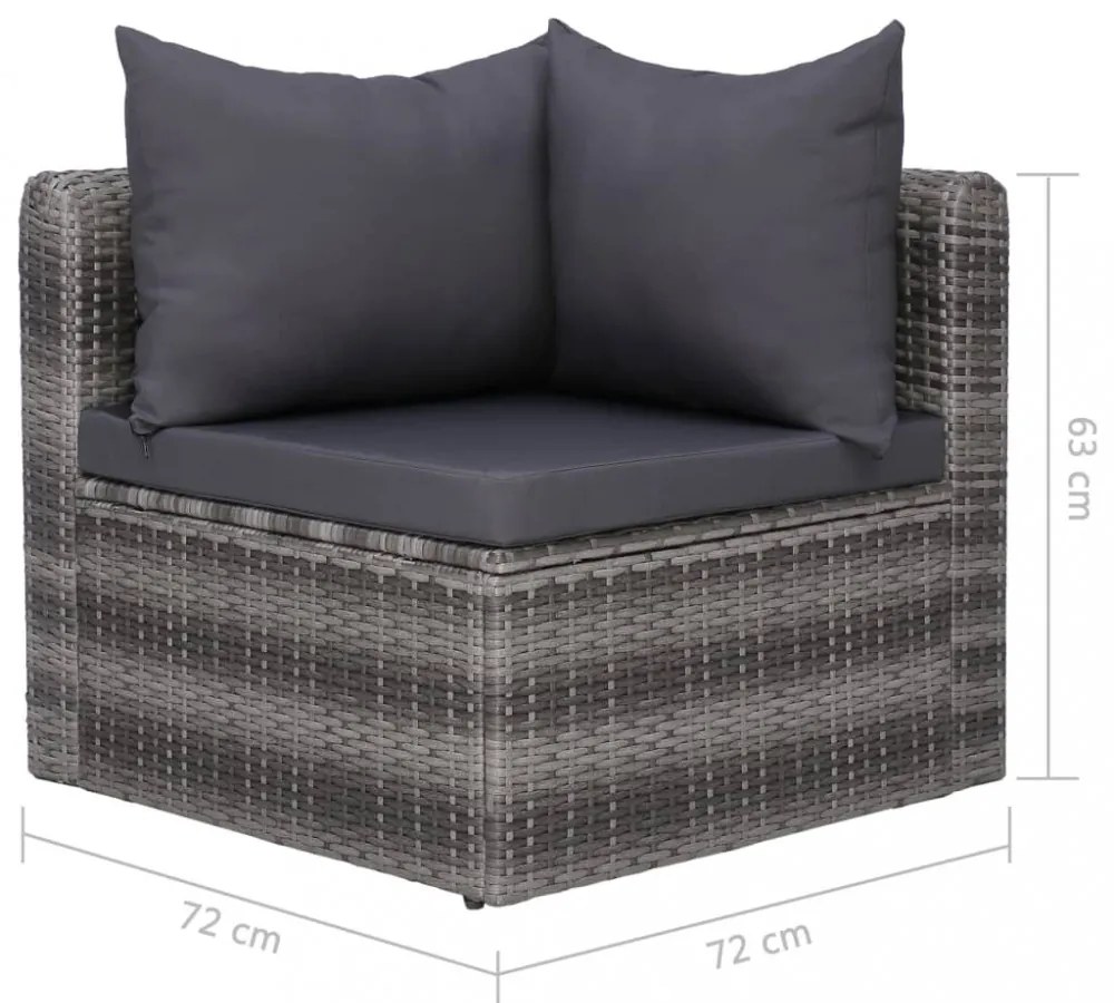 4-részes szürke polyrattan kerti ülőgarnitúra párnákkal