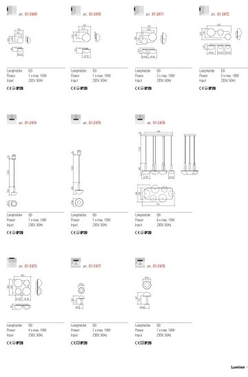 Redo 01-2474 - LUMIEN zsinóros függőlámpa 1xG9/10W/230V, átm. 13 cm, arany/fehér