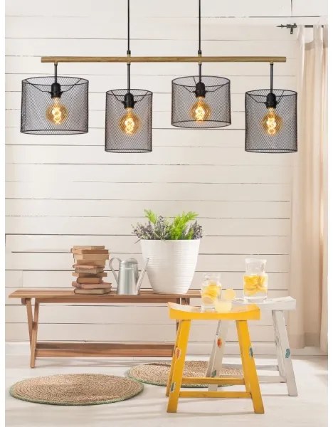 Lucide 45459/04/30 - Csillár zsinóron BASKETT 4xE27/60W/230V