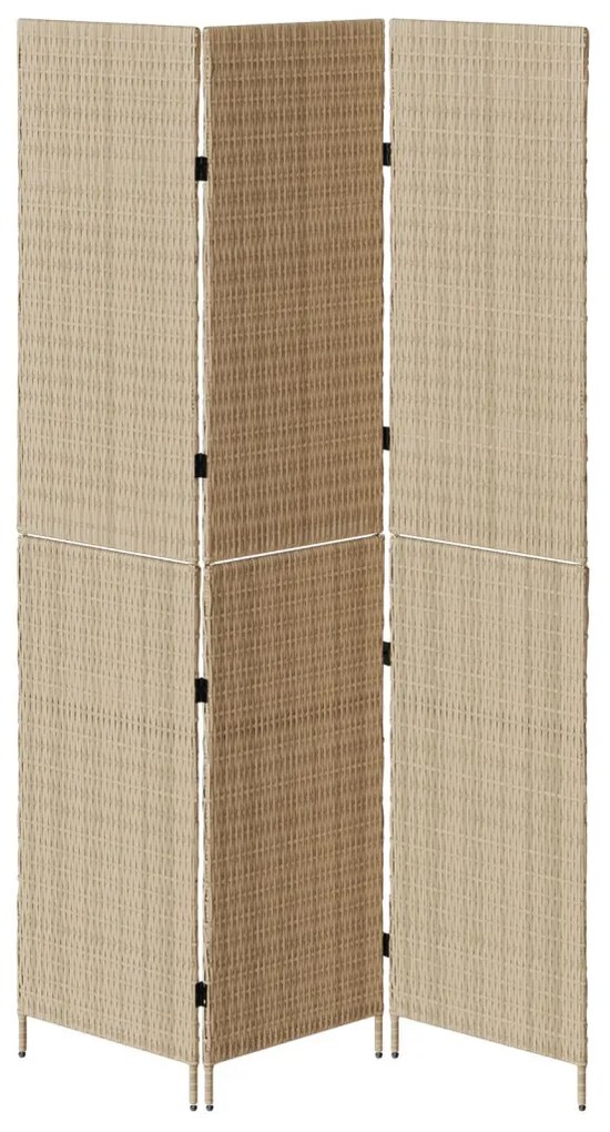 3 paneles válaszfal, hajtogatható, bézs, 146x200 cm, poli rattan