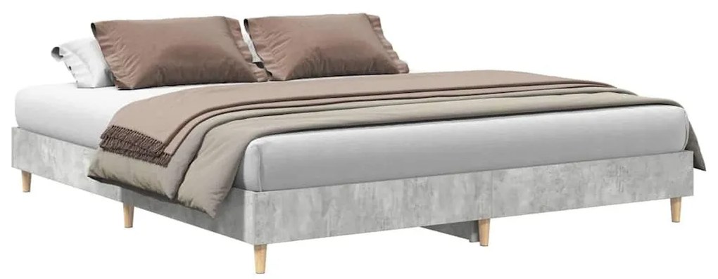 betonszürke szerelt fa ágykeret matrac nélkül 200 x 200 cm
