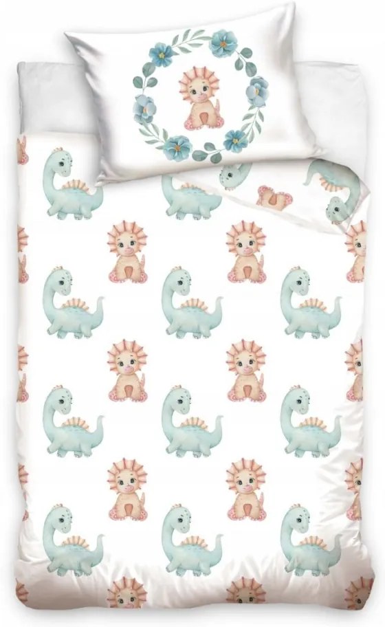 Dinoszaurusz Pastel gyerek, ovis ágyneműhuzat 90x120 cm, 40×60 cm