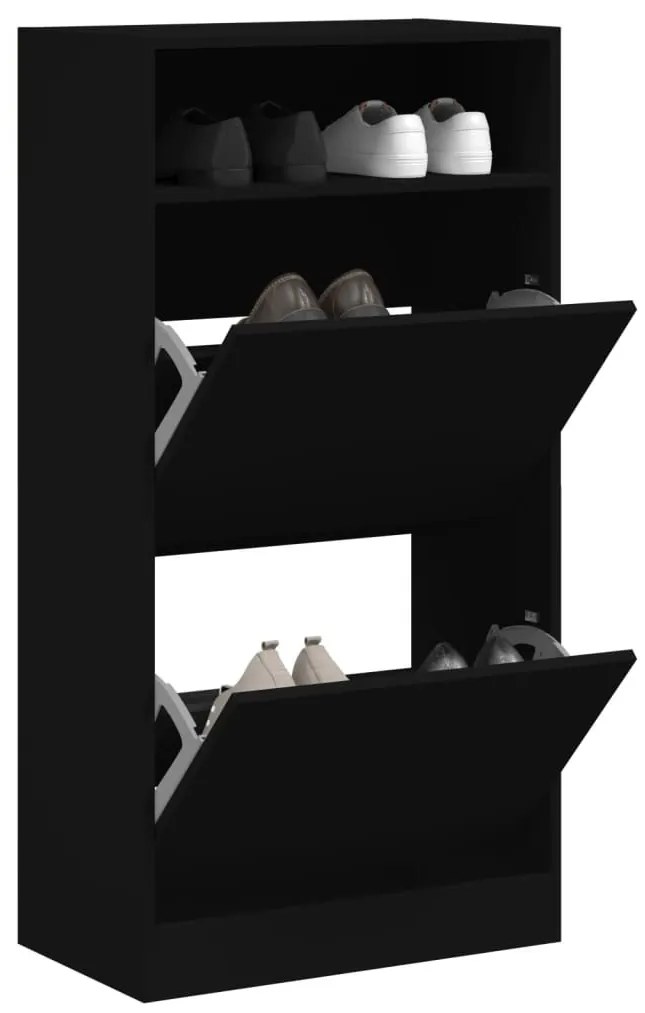 fekete szerelt fa cipőszekrény 60x34x116 cm