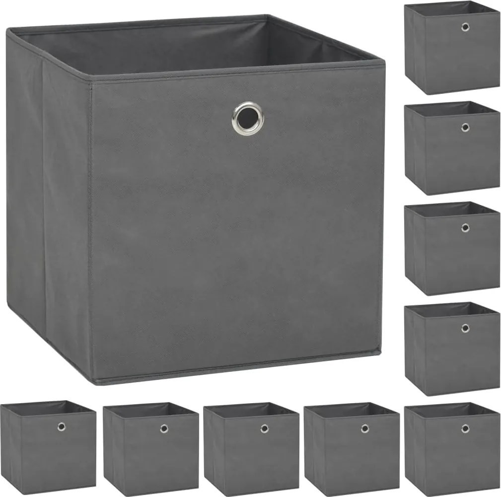 vidaXL 10 db szürke, nem szőtt tárolódoboz 32 x 32 x 32 cm