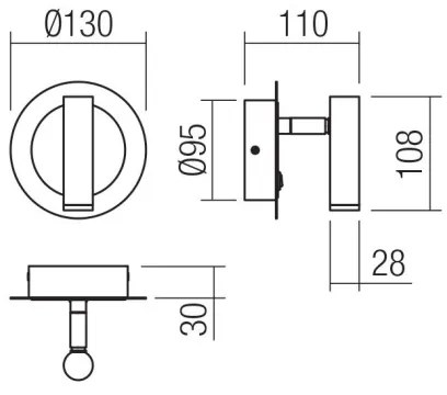 Redo 01-3090 - LED Fali spotlámpa CLOSER LED/6W/230V fekete