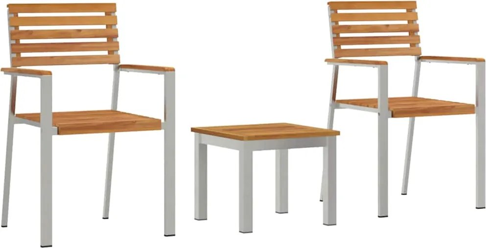 vidaXL Kert étkező szett 3 pcs Barna Tömör Teakfa