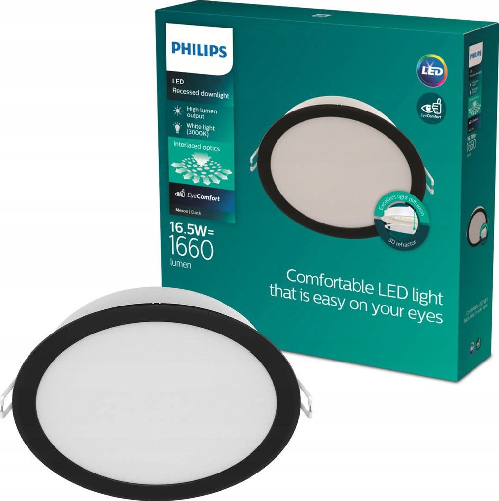 Led panel Süllyesztett lámpatest Meson 16.5W 3000K 16.5cm Fekete