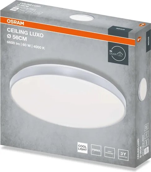 Osram - CEILING LUXO LED mennyezeti lámpa, 60 W, 230 V, átmérő 56 cm, ezüstszínű