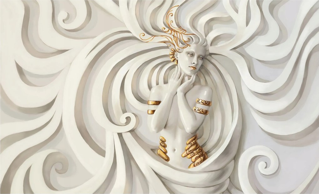 Fotótapéta Relief Nő Absztrakt Arany hullámok Elegancia 300x210 +ragasztó