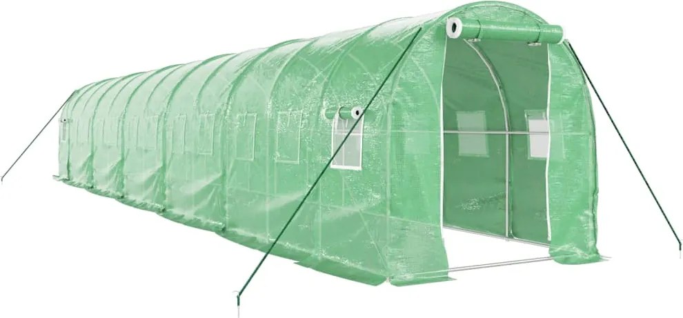 vidaXL zöld acélvázas melegház 24 m² 12 x 2 x 2 m
