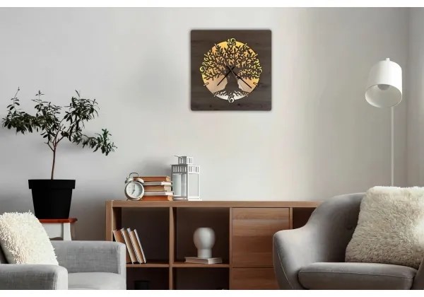 Li-Go 23537/DUB2 - LED Fényerőszabályozható óra LED/10W/5V 20000 mAh 42x42 cm tölgy + távirányító