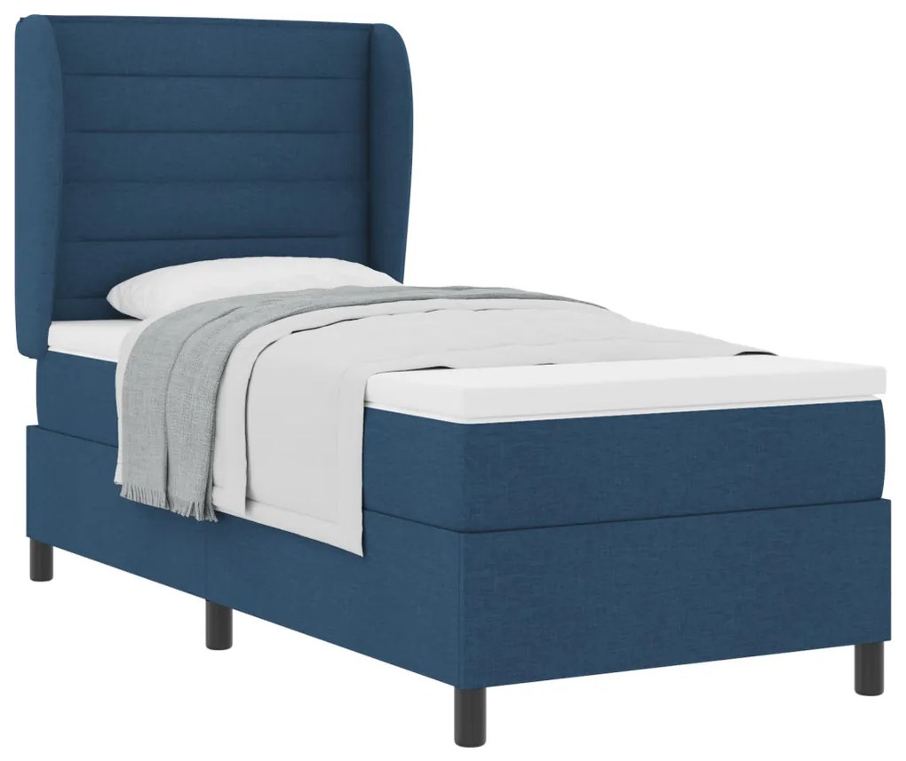 Kék Boxspring Ágy Matrac 100x200 cm Szövet