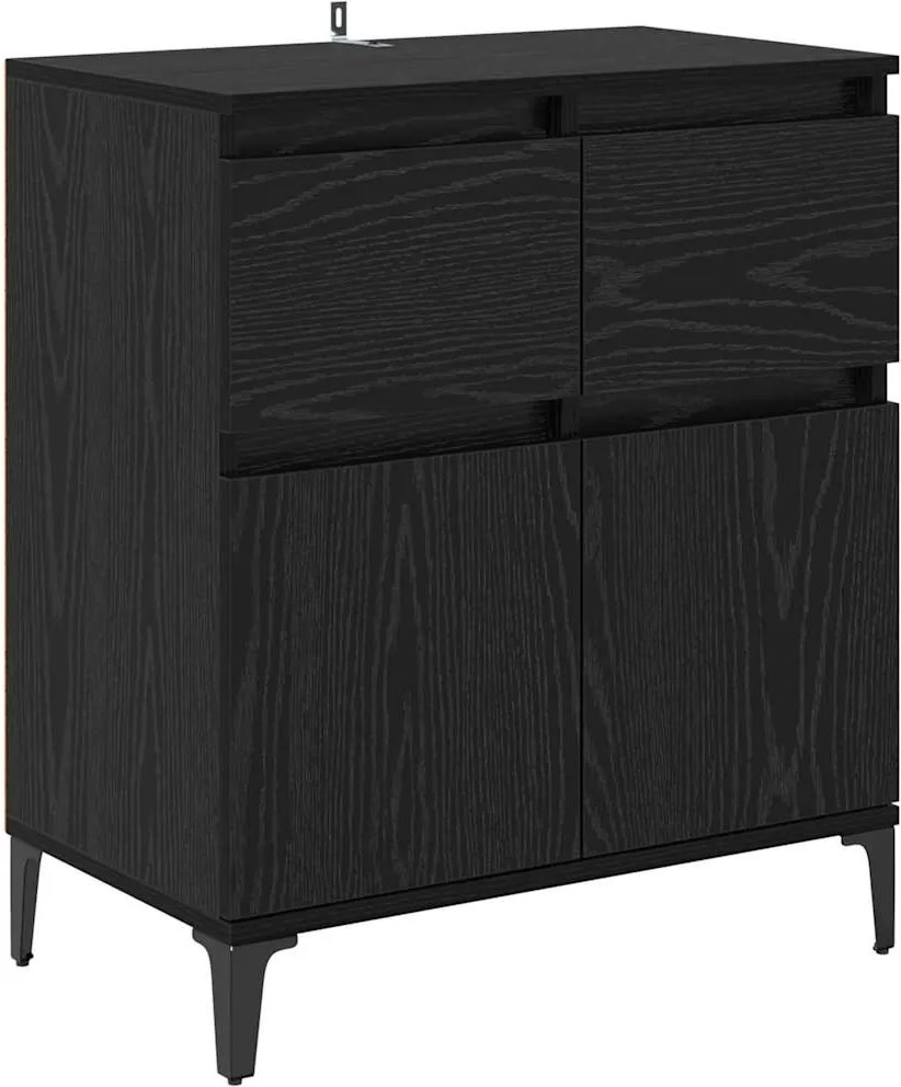 vidaXL Széf fiókkal Fekete tölgy 60 x 35 x 70 cm Műszaki fa és vas