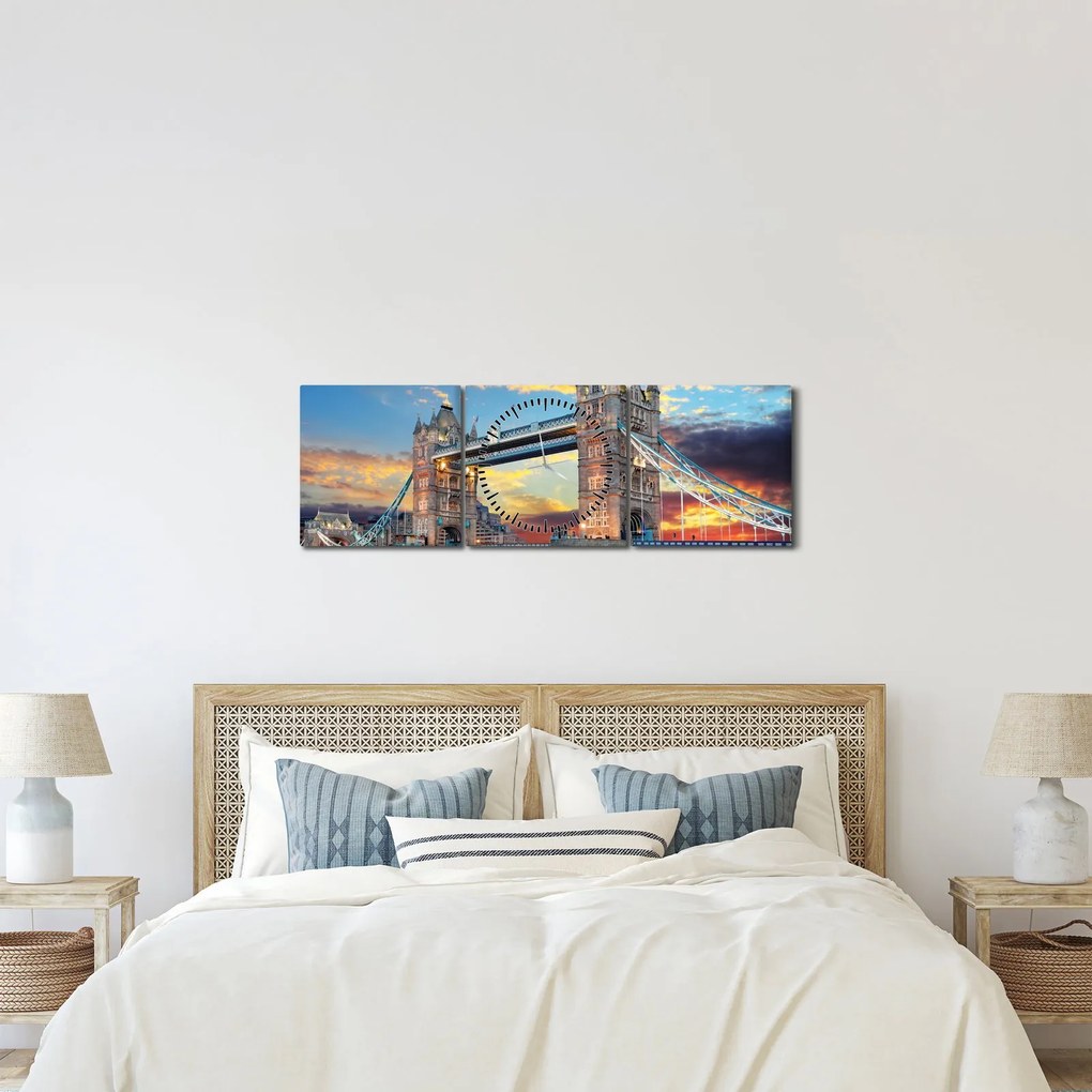 Kép - Tower Bridge, London, Anglia (órával) (90x30 cm)
