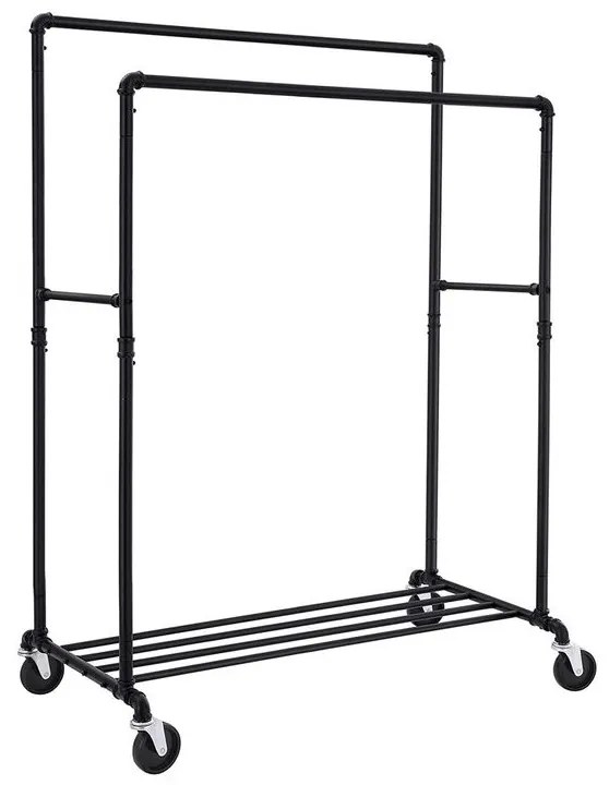 RARE dupla ruhatartó állvány, vízcsövekkel 100x59x162cm, fekete SongmicsHome