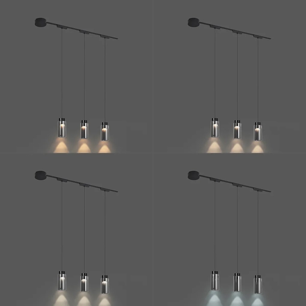 Modern sínrendszer 3 fekete függőlámpa 1 fázisú - Magnetic Vance