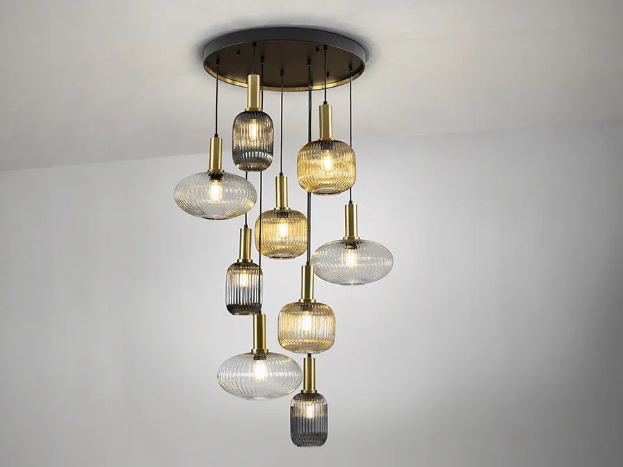 SCHULLER 225090 NORMA Bronz Színű Függeszték 9XE27 8W IP20