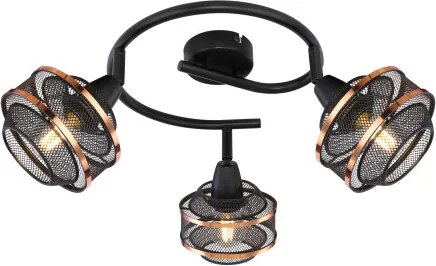 Globo 54020-3 Spotlámpa fém fekete-arany színben,fém drót búrával. Ø:250, M:215, fényforrás nélkül 3xE14 40W 230V