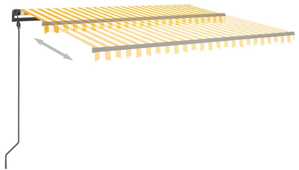 Sárga-fehér szélérzékelős és LED-es napellenző 4,5 x 3,5 m