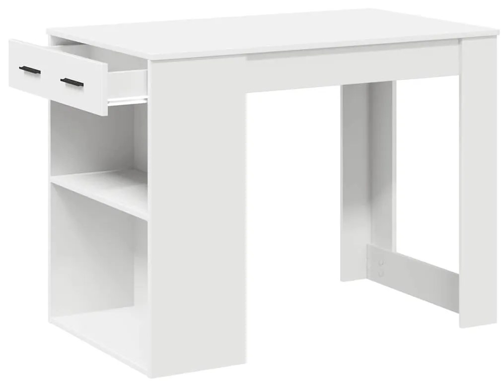 íróasztal fiókkal és polccal fehér 102x62x77,5 cm gépelt fa