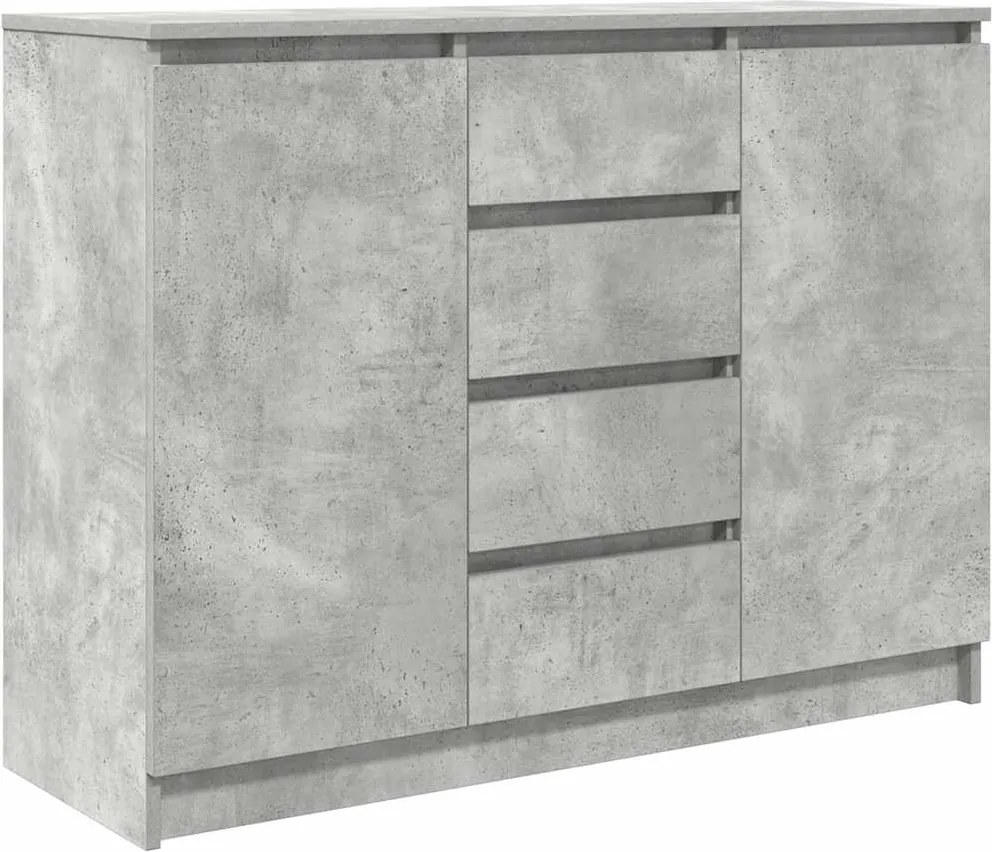 vidaXL betonszürke szerelt fa tálalószekrény fiókos 100,5x35x76 cm