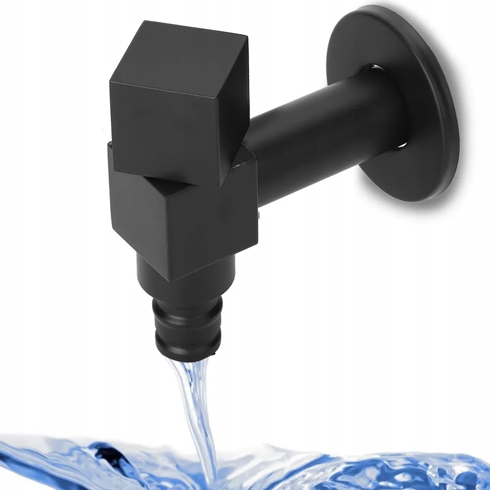 Csaptelep Hidegvizes Mosdó Csaptelep G1/2 Réz Fali Fekete